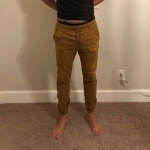 Red camel dark brown joggers
